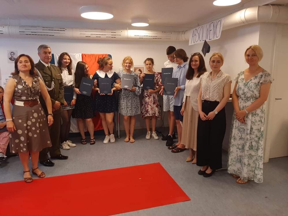 Uroczyste zakończenie roku szkolnego 2020/2021 w Szkole Polskiej im. Marii Skłodowskiej-Curie przy Ambasadzie RP w Kopenhadze.