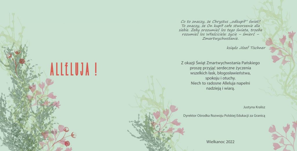 Życzenia wielkanocne Justyny Kralisz – dyrektor ORPEG