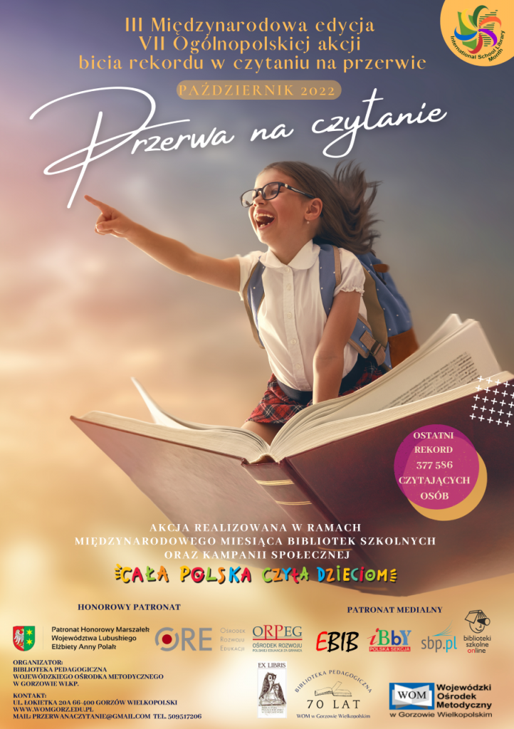 UWAGA! AKCJA CZYTELNICZA „PRZERWA NA CZYTANIE” W DNIU 22.10.2022!