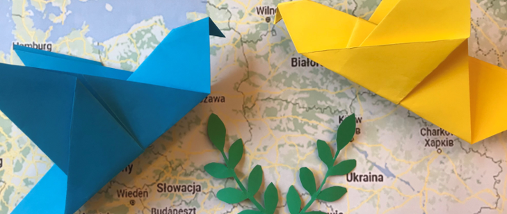 Błękitno-żółty gołąbek pokoju w szkołach