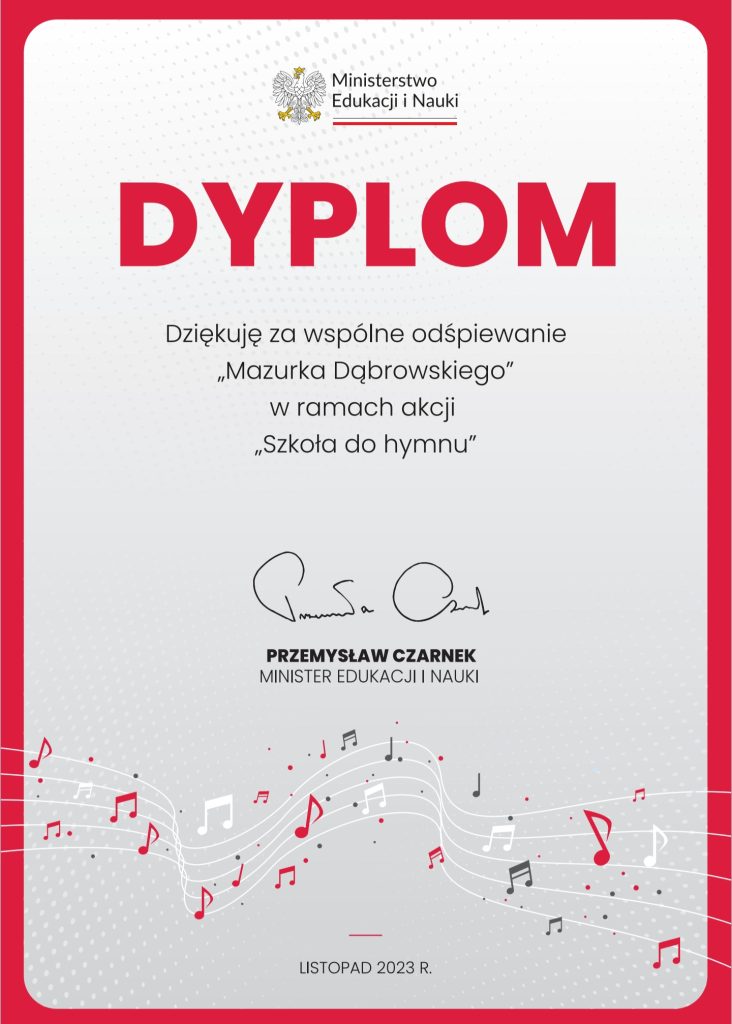 Dyplom dla Szkoły Polskiej w Kopenhadze